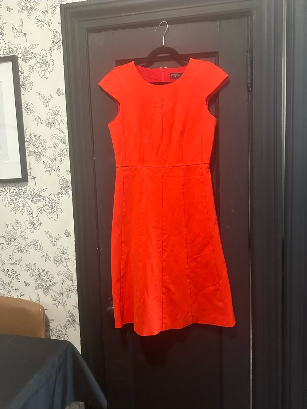 J. Crew Red Cap-Sleeve Midi Fit-and-Flare Dress